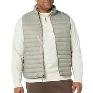 Doudounes d'hiver personnalisées pour hommes en toile de qualité respirante et confortable sans manches avec col montant et logo à l'avant - Product Image 4