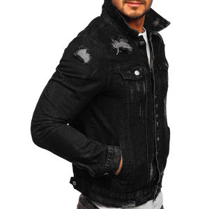 Custom Logo 2024 Streetwear Black <b>Denim</b> Jacket for Men Plus Size Washed <b>Coat</b> with OEM Design Service Spring Outdoor Wear - Product Image 3