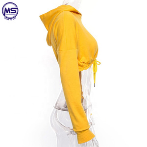 OEM Custom Made Short Body <b>Women's</b> Hooded Crop <b>Top</b> Hoodie Ladies' Casual Print Embroidery Logo - Product Image 3