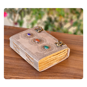 エレガントな手作りレザージャーナル日記デックルエッジ紙ルーズリーフノートオフィスライティング個人用および旅行用 - Product Image 5