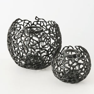 Bougie en métal fini noir-Ouragan et bougeoir en métal d'aluminium coulé - Product Image 3