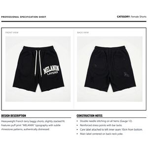 Shorts Bermuda pour femmes en polyester/nylon, impression sérigraphique, strass, streetwear, coupe régulière, délavé, décontracté, taille haute - Product Image 6