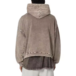 Sudadera con capucha de tendencia de moda personalizada, lavada con ácido sudadera de algodón de felpa de gran tamaño, sudadera con capucha de peso pesado para hombres y mujeres - Product Image 4