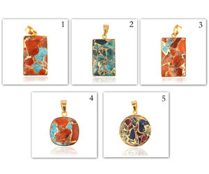Design attrayant orange mohave cuivre turquoise jaune plaqué or pendentif mignon en forme de coussin pendentif en pierre précieuse fabrication de bijoux - Product Image 2