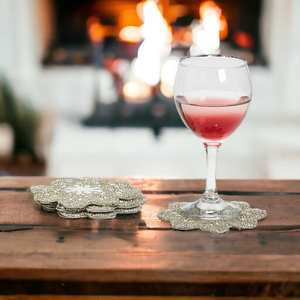 Handmade Beaded <b>Coasters</b> - Boho <b>Drink</b> <b>Coasters</b> with Polyester Backing (4x4 Inch) - Product Image 3