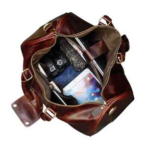 Men's Vintage Genuine Leather Duffel Bag with <b>Shoe</b> <b>Storage</b> Compartment and Zipper Closure Wholesale Travel Bags - Product Image 3