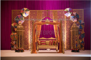 แผงโลหะตัดเลเซอร์ทันสมัยสำหรับงานพิธีกลางแจ้ง ยอดนิยม โครงโลหะสีขาวธีมโมร็อกโก ตกแต่งงานอีเวนต์ในสหราชอาณาจักร มาเลเซีย สหรัฐอเมริกา - Product Image 2