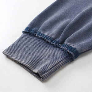 Hip Hop Streetwear gris peso pesado de gran tamaño hombres Vintage peso pesado desgastado conjunto Puff impresión Ácido lavado sudaderas con capucha personalizadas - Product Image 4