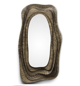 Miroir mural rond vintage de haute qualité pour la décoration de la maison avec design en lin - Product Image 4