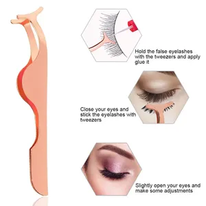 Segmented Cluster Makeup Tool Custom Logo Strip Lashes Extension Steel Color Eyelash Applicator <b>Tweezers</b> - Product Image 4