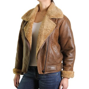 Best Quality <b>Women's</b> Sheep Fur Lining Winter <b>Suede</b> Leather Waterproof POWER DRY V-neck Shearling <b>Jacket</b> for Very Cold Weather - Product Image 1