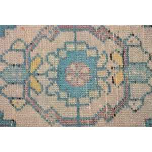 Alfombra Turca Vintage de 1.5x3.1 pies (47x94 cm), Alfombra Persa Azul de Lana - Product Image 4