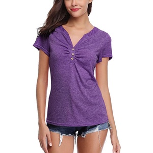 Hot Selling Cotton Women T-shirts in Short Sleeves Stylish Neck Custom T-Shirts for Sale New Girls Breathable T Shirt Cool Dry - Product Image 1