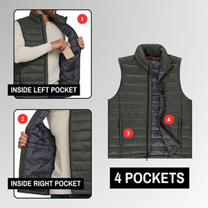 Veste sans manches pour homme, logo personnalisé en gros, veste zippée, haute qualité, écologique, matelassée, doudoune sans manches, veste d'hiver - Product Image 5