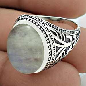100% Natural Rainbow Moonstone Gemstone <b>Ring</b> Fashionable Jewelry For <b>Men</b> Classic Boho Jewelry For Wedding Engagement Party - Product Image 2