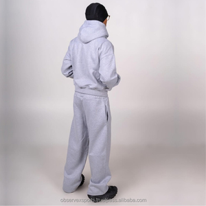 Venta al por mayor de ropa de calle personalizada nueva Activewear Vintage 2 uds de peso pesado invierno transpirable 100% algodón sudaderas con capucha deportivas en blanco - Product Image 6