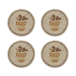 Broderie perlée faite à la main, lot de 4 dessous-de-verre élégants pour une décoration de table tendance, luxe exclusif d'Inde - Product Image 1