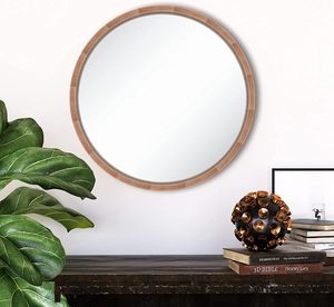 High Quality 24 Inch <b>Round</b> Wood Wall <b>Mirror</b> Rustic Farmhouse <b>Bathroom</b> Vanity <b>Mirror</b> for Home Decorative Use - Product Image 4