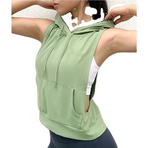 Camiseta Deportiva Informal Holgada para Gimnasio, Tops de Yoga sin Mangas, Camisetas de Yoga de Secado Rápido con Bolsillos, Chaleco Deportivo con Capucha - Product Image 3