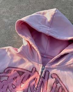 Custom Men's Vintage Boxy Hoodie 100% Cotton High GSM Distressed Acid Washing Digital DTG <b>Autumn</b> <b>Fabric</b> Pullover & Zipper Hoodie - Product Image 5