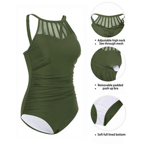 Maillot de bain de sport une pièce pour femme Maillot de bain imprimé Race Back Beach Wear Maillots de bain Plain - Product Image 3