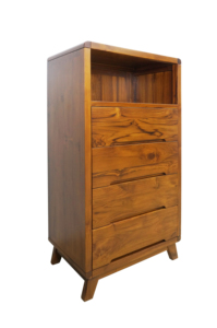 Cómoda de Madera de Teca con 4 Cajones y Nivel Abierto |   El estilo moderno de mediados de siglo se combina con la calidez del grano natural. - Product Image 4
