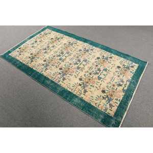 Tapis turc vintage 3,8x6,5 pieds, tapis en laine verte - Product Image 2