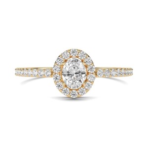 Lab Grown Oval Cut Shoulder Set Ring With Matching Band 1.00 Ct In 18K Yellow White Rose Gold And Platinum - Product Image 2