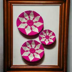 Cheap Price Unique <b>Rounded</b> Handcrafted Sabai Grass Woven Bamboo <b>Baskets</b> for Living Room Hanging Wall Decor Art Gallery - Product Image 3