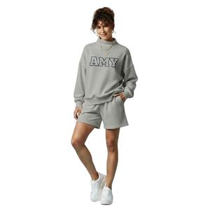 Ensemble short et haut à col montant pour femme, en molleton uni polyester-coton, respirant, longueur genou, pour l'hiver, avec impression de logo personnalisée, vente en gros - Product Image 1