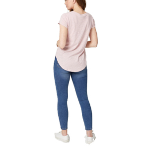100% Cotton Customized O-Neck Short Sleeve Side Split Summer <b>Tops</b> <b>Women</b> T Shirt - Product Image 2