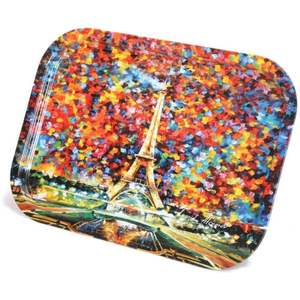 Bandeja de Metal Rectangular de 285x400mm Afremov Paris, plato para servir, patrón ovalado decorativo para servir perlas de madera, estilo árabe elegante - Product Image 4