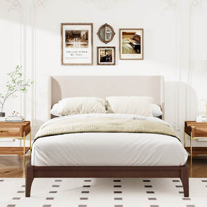 Cama de plataforma de 12 pulgadas de madera de bambú seca sólida Aplicación en interiores con estilo de panel de madera contrachapada de metal y pino - Product Image 6