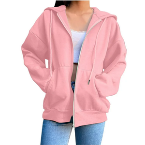 Sudadera con capucha de cuello redondo con cremallera de gran tamaño para mujer, transpirable, patrón de tinte de corbata, diseño de letras, Top corto de otoño e invierno, sudadera con parte delantera para chicas adolescentes - Product Image 1