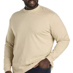 Plus <b>Mens</b> Regular Fit Beige t-<b>shirt</b> Plus <b>Mens</b> Casual Solid <b>High</b> <b>Collar</b> Long Sleeve Custom Design Cotton Bulk Order t-<b>shirt</b> - Product Image 1