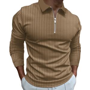 Polo de Hombre de Alta Calidad con Media Cremallera, Cuello, Rayas, Mangas Largas y Cremallera - Product Image 4