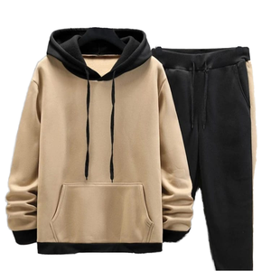 Survêtement décontracté en polaire légère de haute qualité pour hommes, coupe ajustée, vêtements de sport de style dernier cri pour l'hiver, vêtements de sport à motif solide - Product Image 1