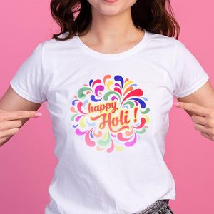 T-shirt décontracté pour homme pour le festival Holi, écologique, 100% polyester, respirant, anti-froissement, séchage rapide, logo frontal uni - Product Image 1