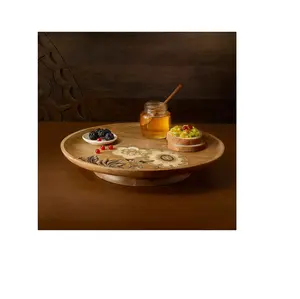 골동품 나무 게으른 susan 수잔 주최자 천연 나무 회전 향신료 랙 주방 식료품 저장실 캐비닛 판매