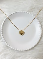 Collar con Colgante de Corazón 3D en Plata de Ley 925, Chapado en Oro de 14K y Rodio, Estilo Minimalista y Moderno, Regalo de Boda
