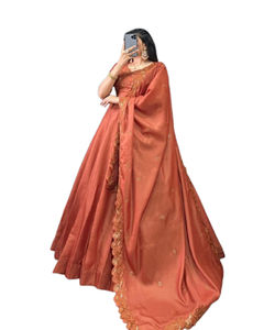 Designer Off-<b>White</b> Ghaghara Choli Lehenga Choli Summer Wedding Party Wear Silver Glosy Fabric Sequins Work Indian Pakistani - Product Image 1