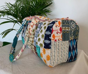 Handmade Durable Cotton Multi Coloured <b>Block</b> Print Casual Weekender Duffle Bag Large Capacity Eco-Friendly Travel Gym <b>Yoga</b> - Product Image 2