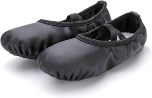 Cómodos zapatos de baile de cuero suave estirables para niños y adultos Forro de lona para clases de ballet y recitales - Product Image 4