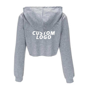Offre Spéciale prix d'usine dames lâche à manches longues pull en coton vierge surdimensionné OEM personnalisé haut court femmes sweats à capuche pour l'automne - Product Image 3