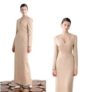 Women'S Dresses Formal Hot-Selling Sandro Long Dress V-Neck Deknit Back Satin Georgette Custom Packaging Sustainable Fashion