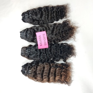 100% naturel cuticule aligné indien vierge extensions de cheveux crus Machine Double trame vague profonde 30 pouces Curl Style femmes noires - Product Image 5