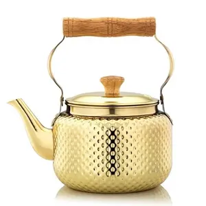 Ensemble de cafetière et théière en acier inoxydable de style arabe classique avec couvercle et poignée en métal pour les voyages et la maison