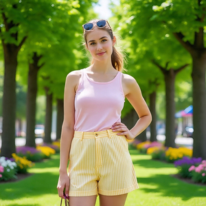 Pantalones cortos de gimnasio ligeros de secado rápido de cintura alta para mujer, pantalones cortos de Yoga informales para correr al aire libre para mujer - Product Image 5