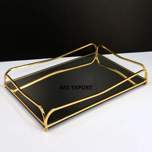 Bandeja para servir comida de Color negro de diseño moderno con 2 asas de Metal fuerte dorado para el hogar, Hotel y restaurante, bandeja para servir chocolate - Product Image 6