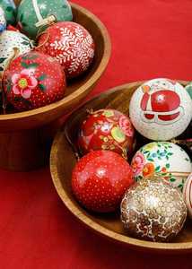 Customize Designer Kashmiri Paper Mache Hand Made Christmas Festival <b>Tree</b> Decoration Large Party Hanging Craft Paper Balls - Product Image 4